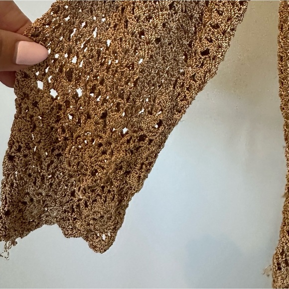 ❤️ Laura Plus Tan Crochet Cardigan 1X fits smaller does have stretch - Picture 4 of 8